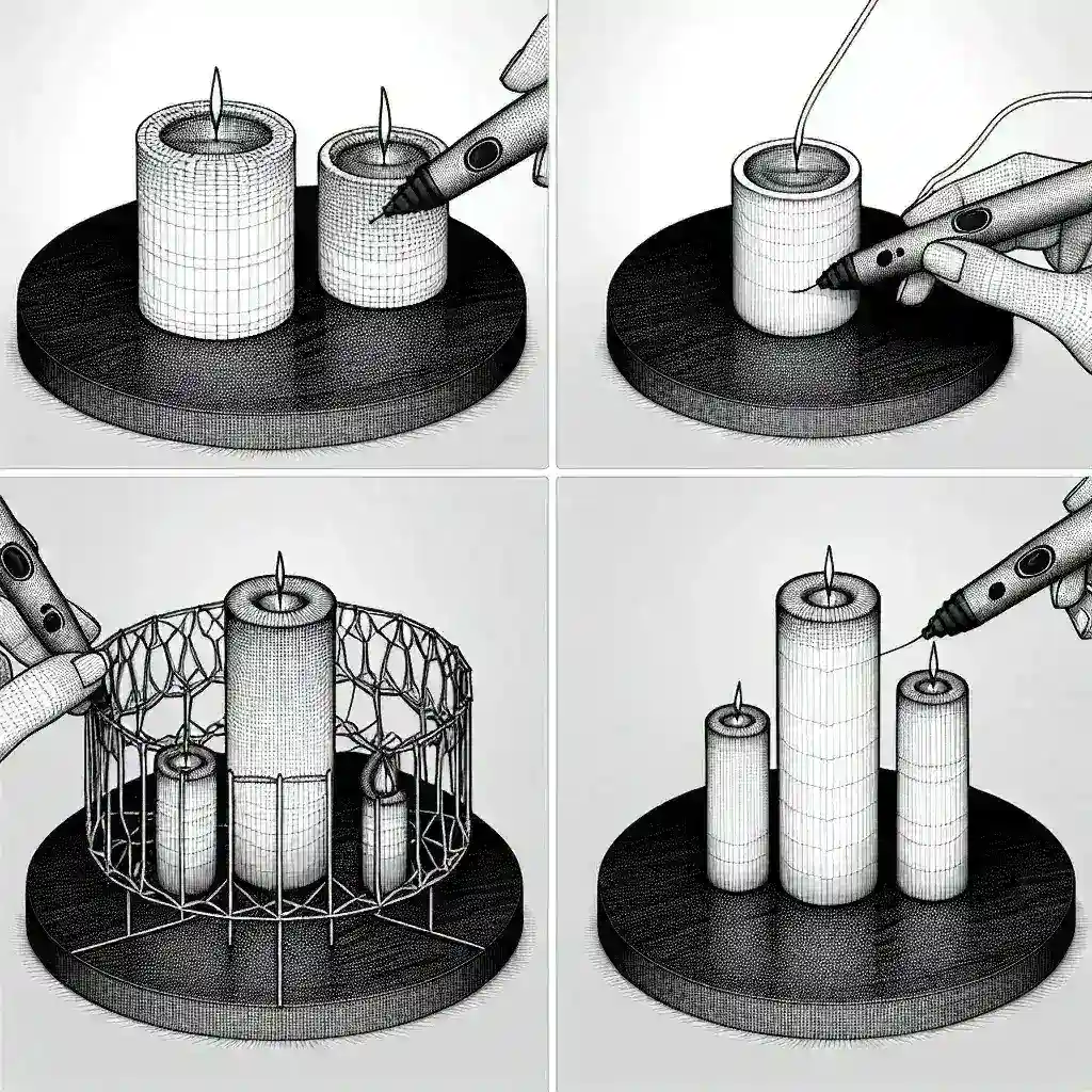 ¿Cuáles son los pasos para hacer velas decorativas o portavelas con un bolígrafo 3D?